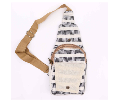 Batoh cez rameno prírodná bavlna  - Black & White