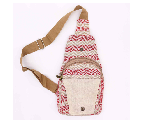 Batoh cez rameno prírodná bavlna  - Tan & Pink